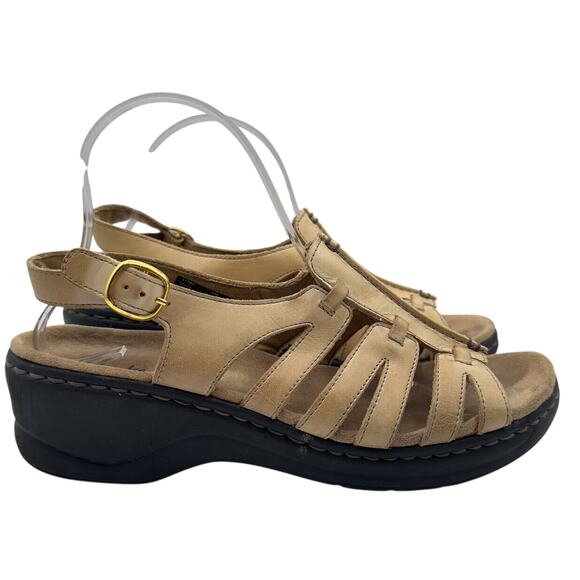 Clarks Women's Beige Bendables Leather Strappy Sandals Size 9M - Picture 2 of 11